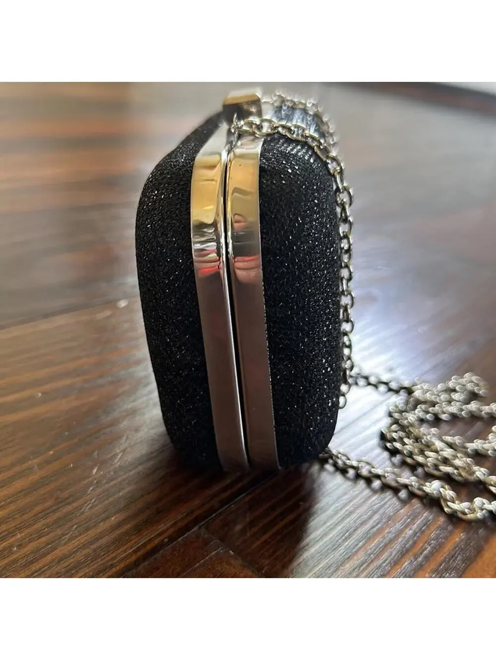 Jessica McClintock | Black & Silver Crossbody Clutch | 0725